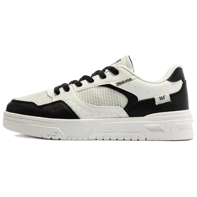 361° Anti Slip And Wear Resistant Breathable Low Top Skateboard Shoes Men's White Black