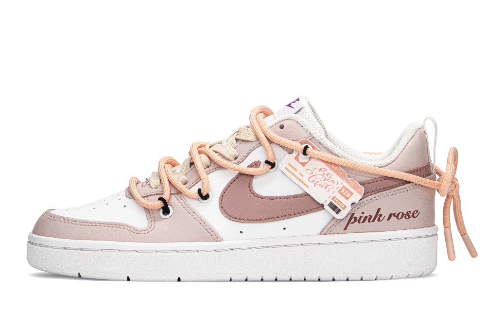 Nike Court Borough Series Skateboard Shoes Women's Low-Top Beige/Pink