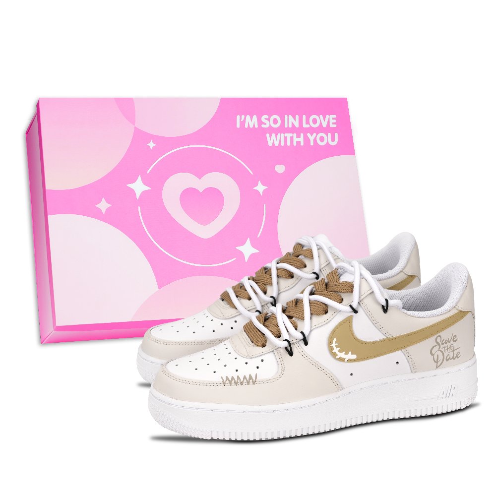 Nike Air Force 1 Air Force 1, Minimalist Style Letter Abrasion Resistant Low Top Skateboard Shoes Unisex Brown