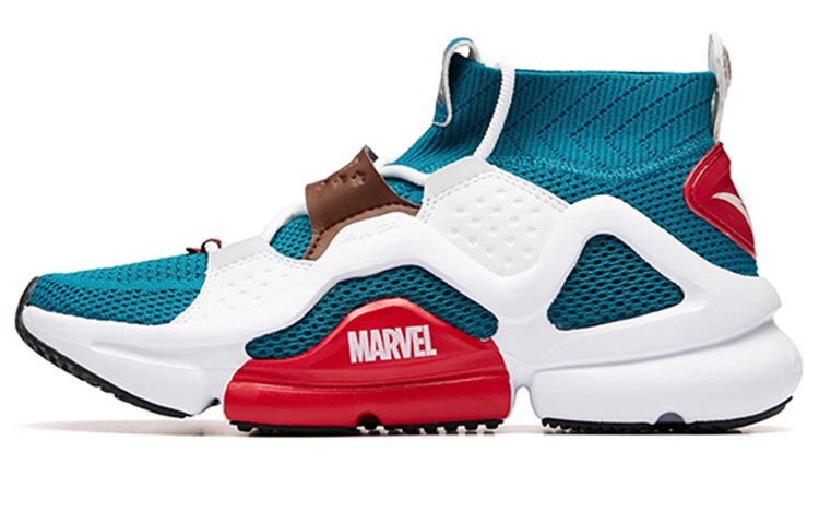 MARVEL x Anta Extensions Cushioning Wear-Resistant Rebound Mid-Top Running Shoes Men's Blue White