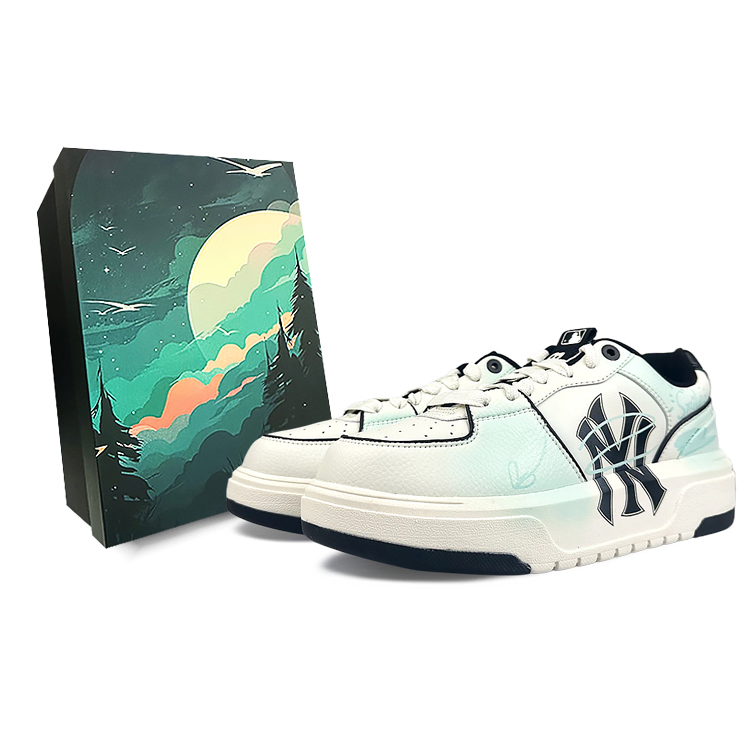 MLB Chunky Liner Wear-Resistant Height Increasing Low-Top Skateboard Shoes Unisex Green White