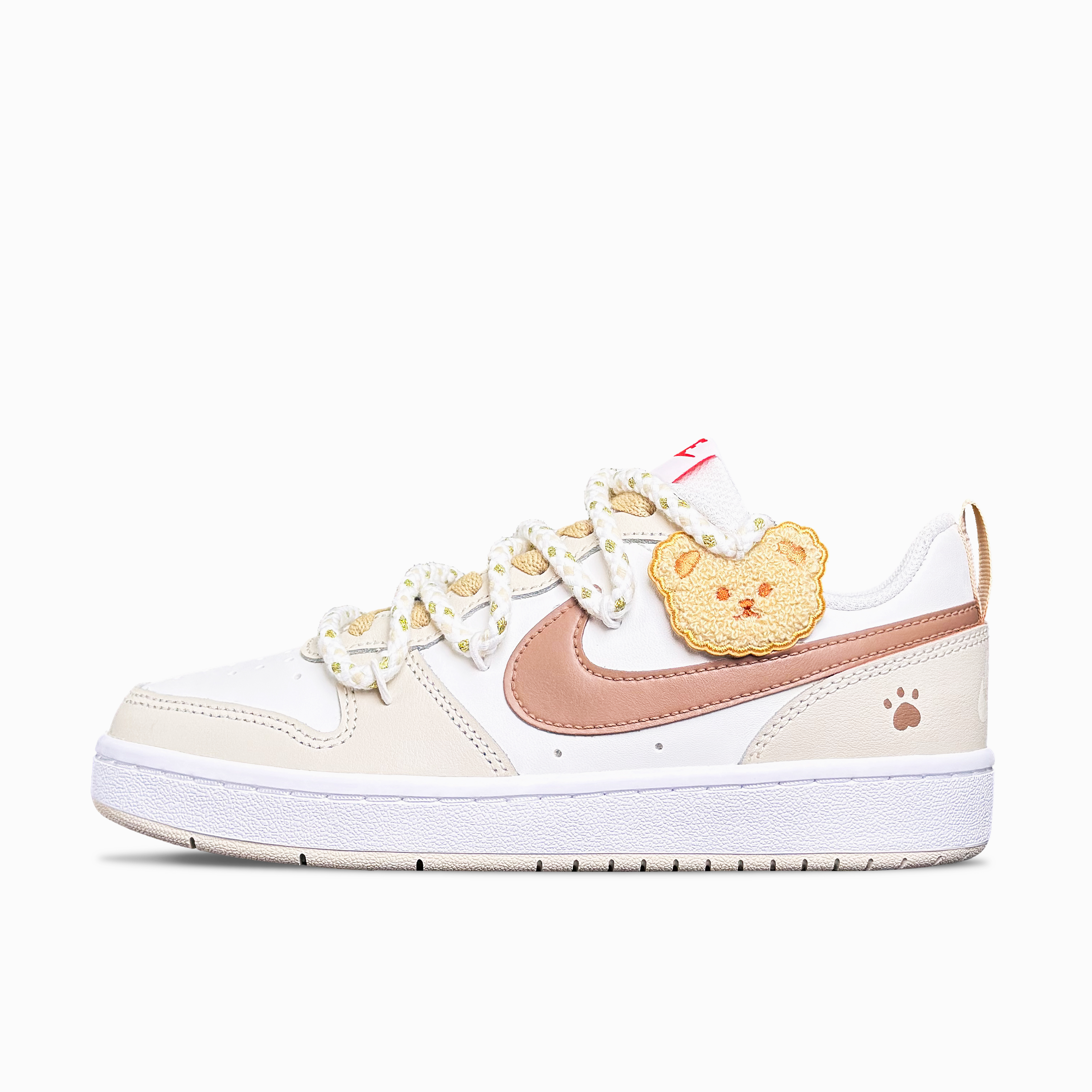 Nike Court Borough Summer Bear Abrasion Resistant Low top Skateboard Shoes Women's Beige White Brown