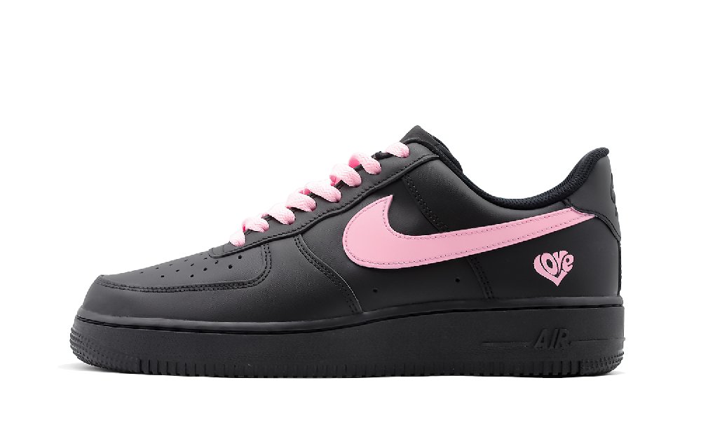 Nike Air Force 1 Black Warrior Sweet And Cool Pink Hook Vintage Classic Low-Top Skateboard Shoes Unisex Black Pink