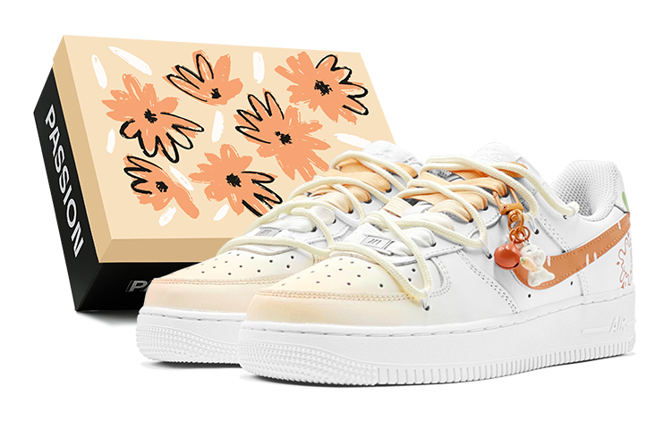 Nike Air Force 1 Low Low-Top Skateboard Shoes GS Orange Yellow