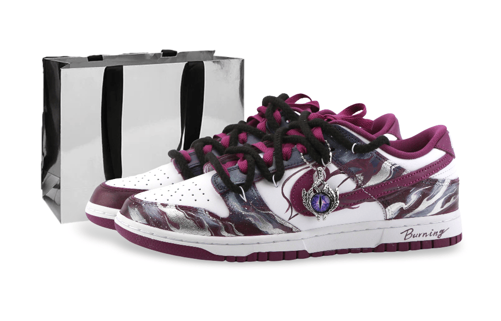 Nike Dunk Eye Of Demon Slip Resistant Shock Absorbers Low Top Skateboard Shoes Unisex Silver Purple