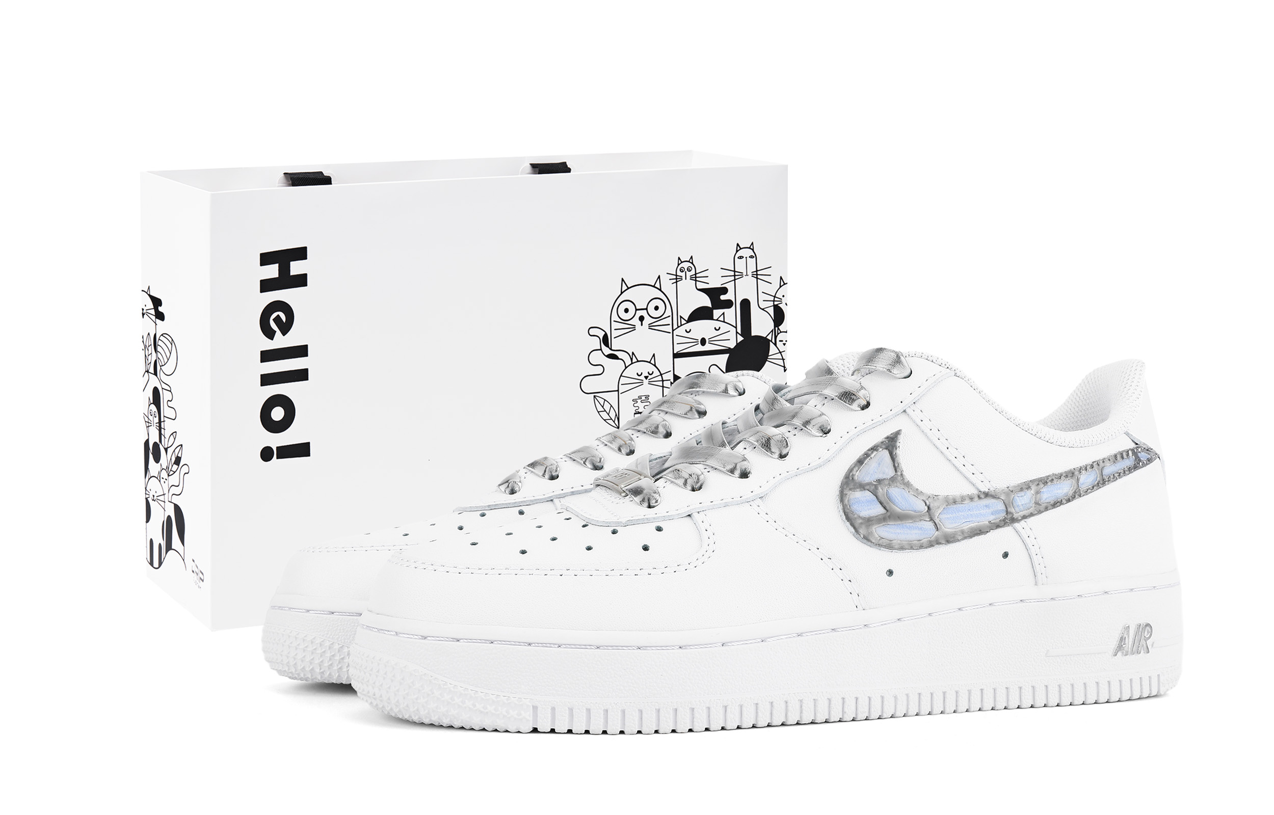 Nike Air Force 1 Low top Skateboard Shoes Unisex White Silver