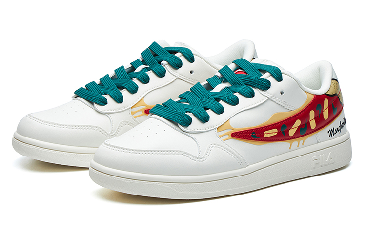 FILA FUSION Pizza Skateboard Shoes Women's Low-Top Snow/Green/Red