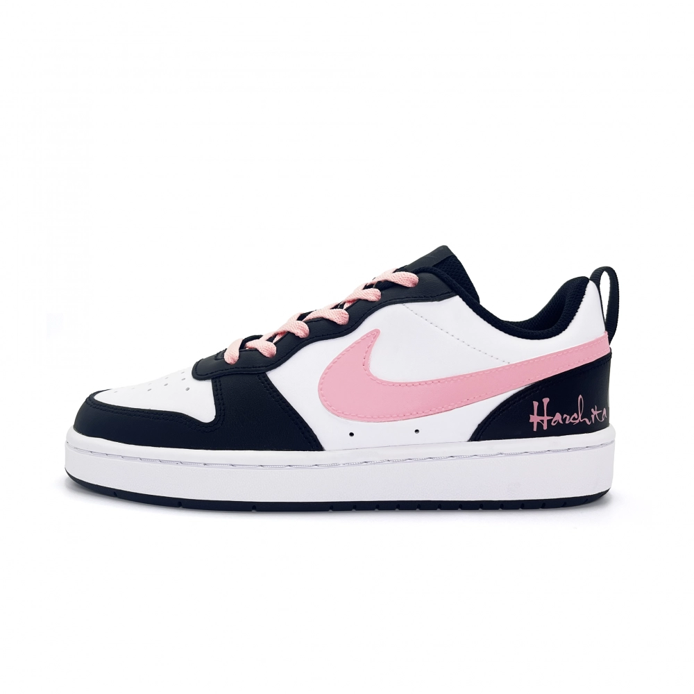 Nike Court Borough 2 Anti-Slip Wear-Resistant Low-Top Skateboard Shoes GS Black Pink