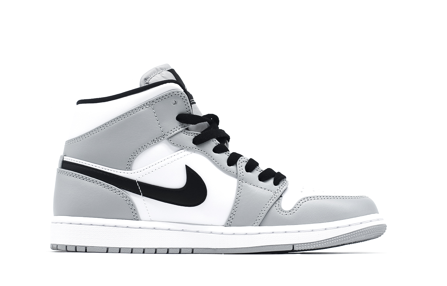 Jordan Air Jordan 1 Mid 'Light Smoke Grey' Transcend Mid-Top Vintage Basketball Shoes Men's Black Gray