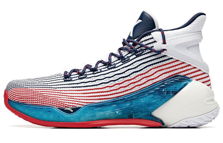 Anta KT4 Cushioning Anti-Slip And Wear-Resistant High-Top Basketball Shoes Blue White Red