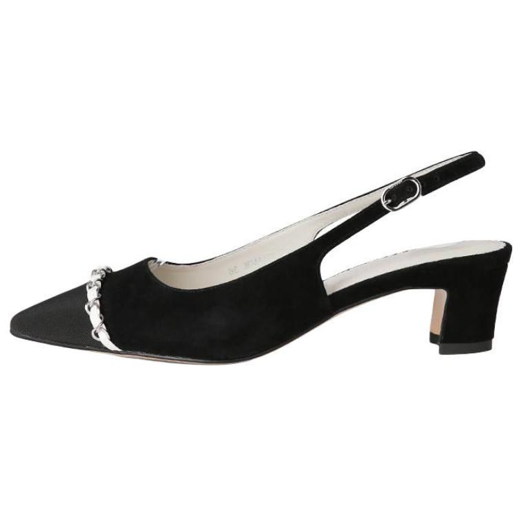 CHANEL Chunky Heel High Heels 4.5cm Women's Black