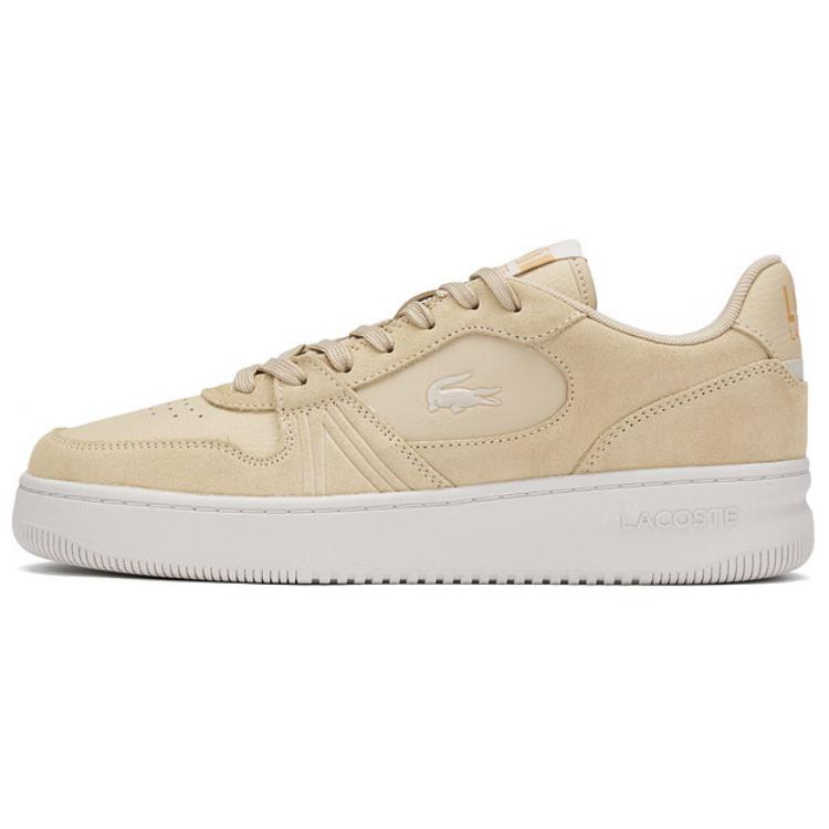 LACOSTE Anti-Slip Wear-Resistant Low-Top Skateboard Shoes Men's Natural/Ecru