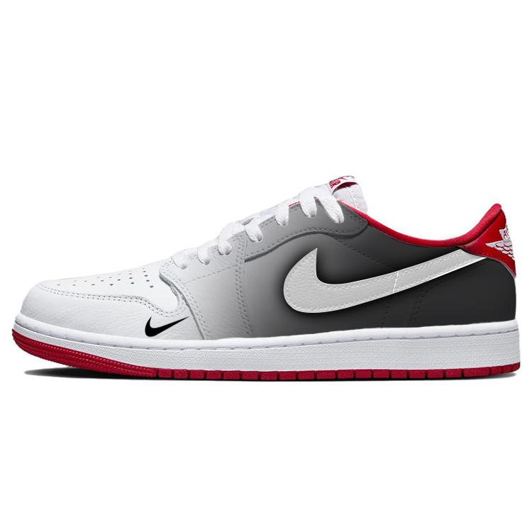 Jordan Air Jordan 1 Slip-Resistant Breathable Low-Top Vintage Basketball Shoes Men's White Gray