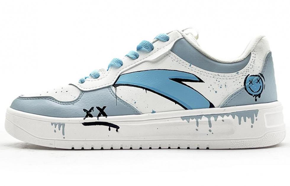 Anta Slip-Resistant Cushioning Low-Top Skateboard Shoes Men White Blue