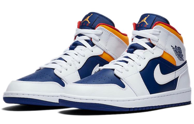 Air Jordan 1 Mid 'White Deep Royal Blue' купить в интернет-магазине Yoocart с быстрой доставкой по России.