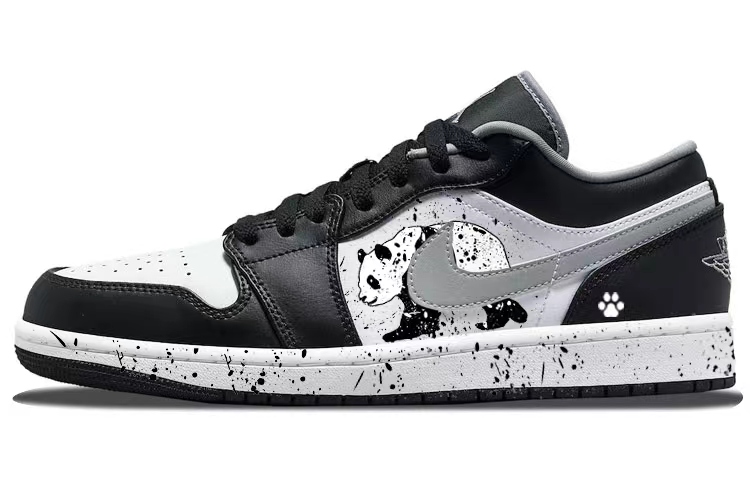 Jordan Air Jordan 1 Low Low-Top Vintage Basketball Shoes Unisex Black White Gray