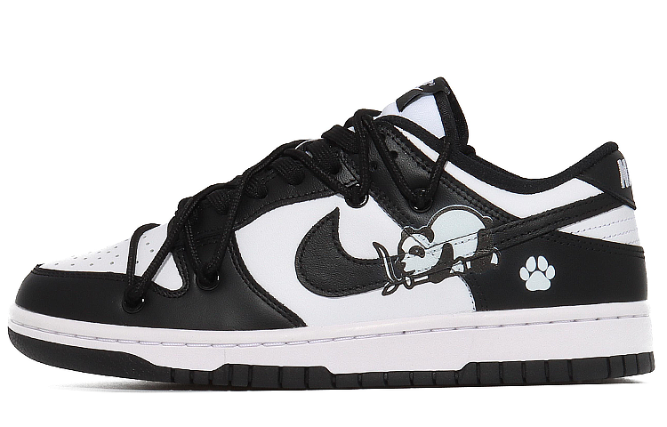 Nike Dunk Anti-Slip Wear-Resistant Low-Top Skateboard Shoes Men's Black White