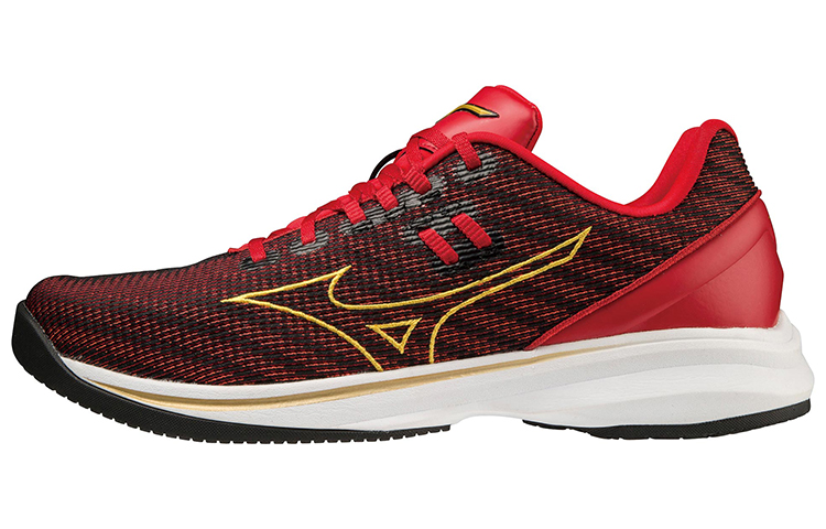 Mizuno Wave Lightrevo Slip Resistant, Abrasion Resistant, Breathable Low Top Training Shoes Men's Red Gold
