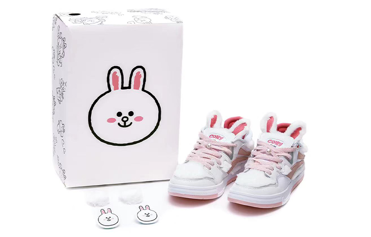 Line Friends X LiNing Wave Skateboard Shoes Women's Low-Top White Pink