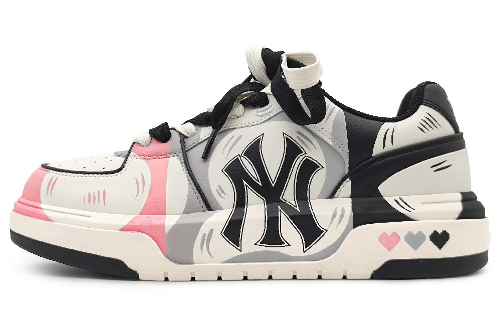 MLB Chunky Liner Anti Slip And Wear Resistant Height Increasing Low Top Skateboard Shoes Unisex Pink Gray Black