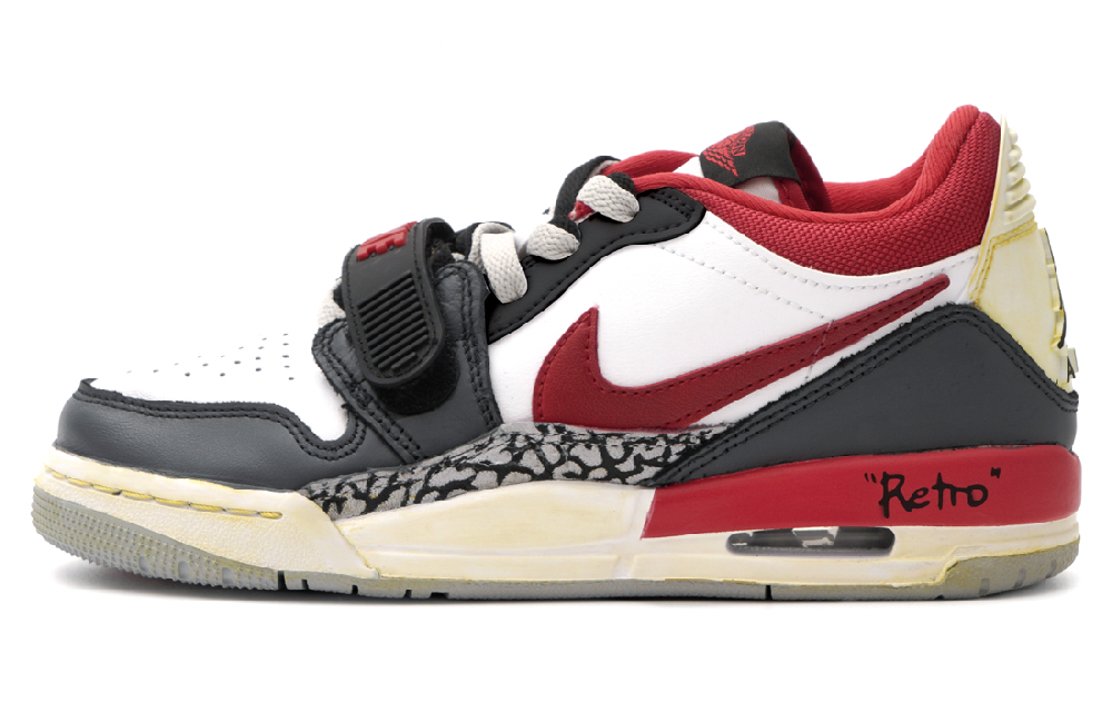 Jordan Legacy 312 Anti Slip Wear Resistant Low Top Basketball Shoes Unisex Black White Red