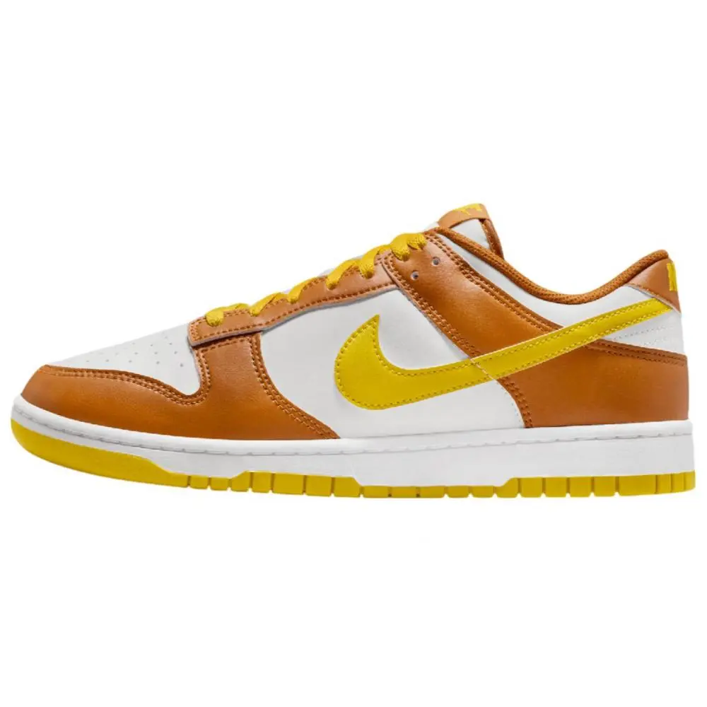 Nike Dunk Slip Resistant Abrasion Resistant Low top Skateboard Shoes Men's White Yellow