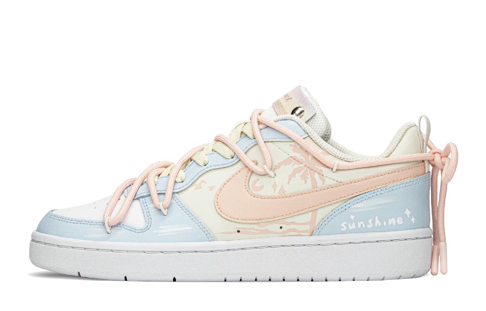 Nike Court Borough FZBB Low-Top Skateboard Shoes GS Blue Pink