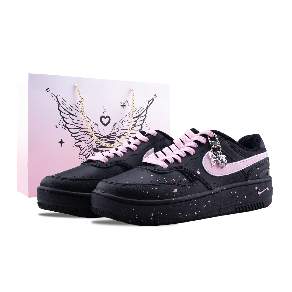 Nike Gamma Force Berry Milk Bubble Abrasion Resistant Low Top Skateboard Shoes Unisex Black Pink