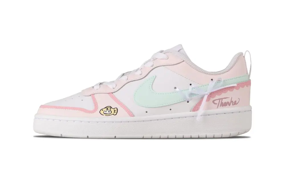 Nike Court Vision 1 Summer Macaron Abrasion Resistant Low Top Skateboard Shoes Unisex Pink Green