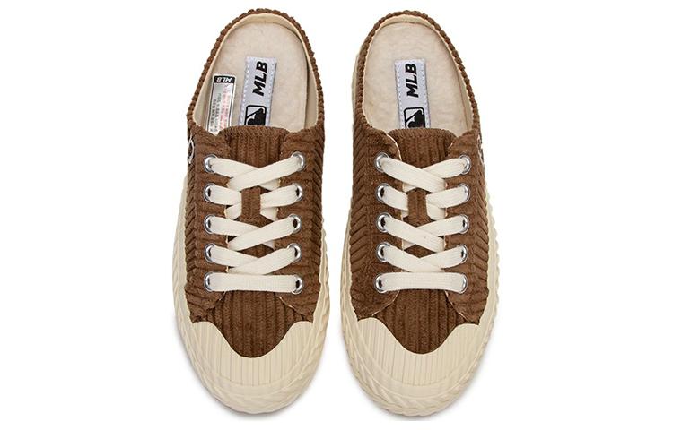 MLB Playball Mule Cushioned Wear-Resistant Lightweight Breathable Low-Top Skateboard Shoes Unisex Brown