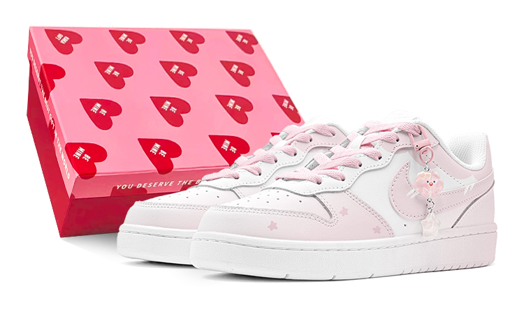 Nike Court Borough Low-Top Skateboard Shoes GS Pink White