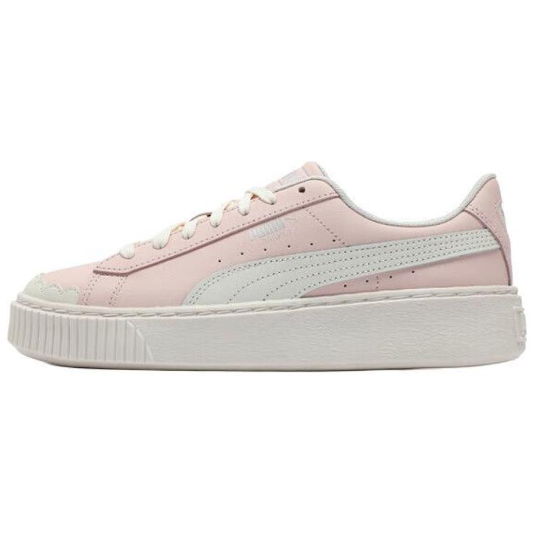PUMA BASKET PLATFORM Low Top Skateboard Shoes Women's Pink White