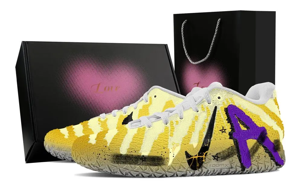Nike Ja Morant 3 Win Mamba, Heart Box Abrasion Resistant Low top Basketball Shoes Unisex Yellow Purple