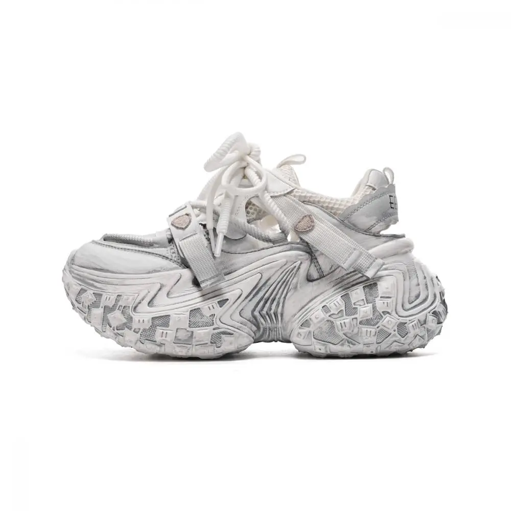EBLAN Low Top Chunky Sneakers Women's White Gray Polished