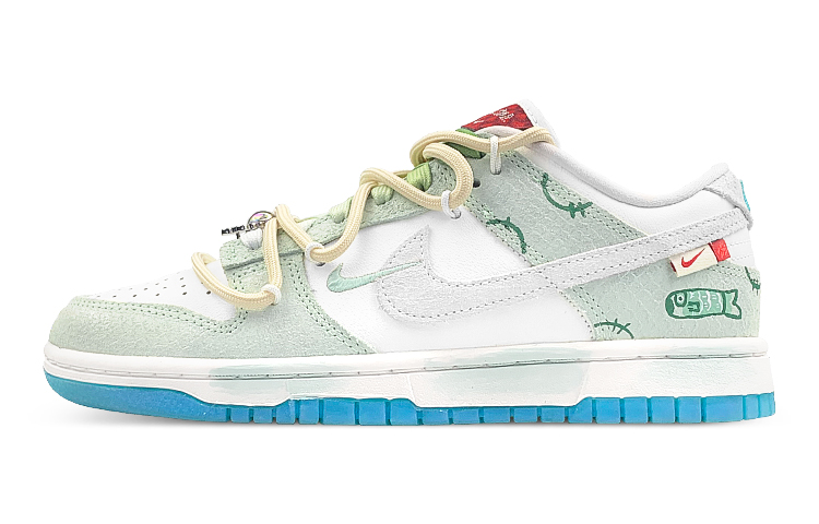 Nike Dunk Low-Top Skateboard Shoes Women's White Blue Green