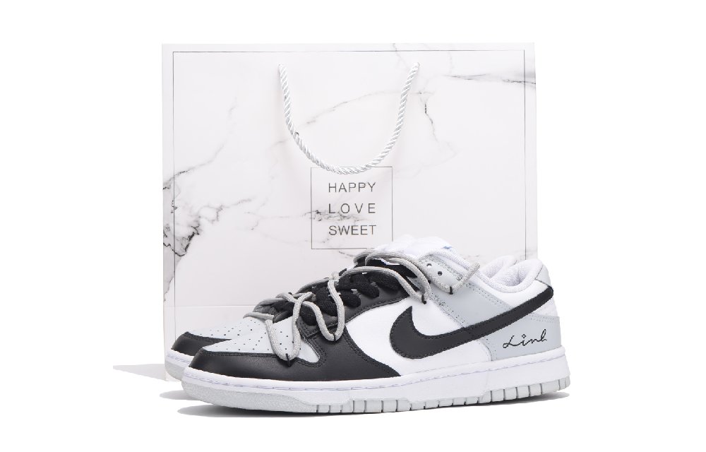 Nike Dunk Coverage Anti-Slip And Wear-Resistant Low-Top Skateboard Shoes Men's Black White Gray