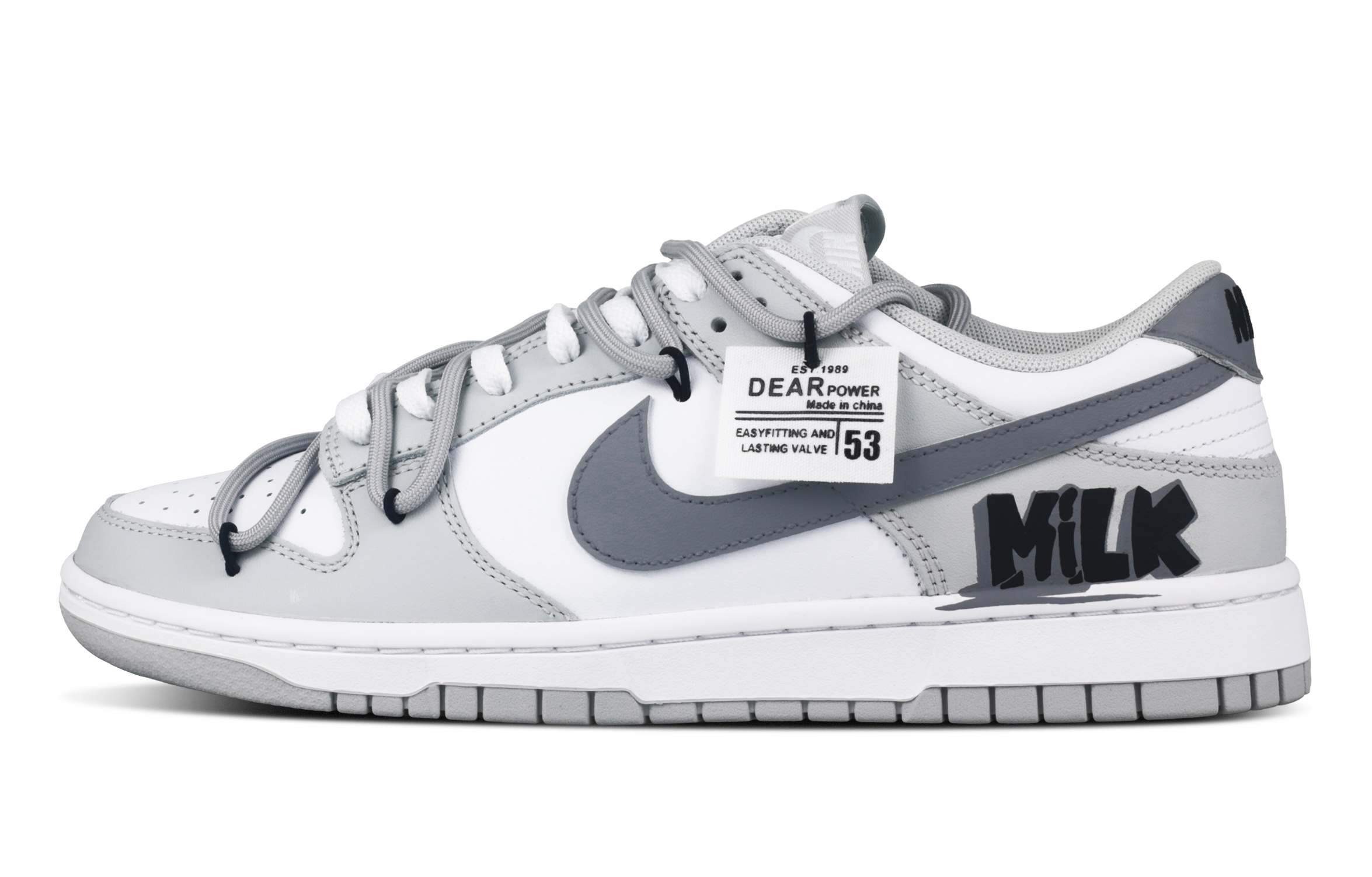 Nike Dunk Minimalist Style Graffiti Cushioning, Wear Resistant Low top Skateboard Shoes Men's White Gray