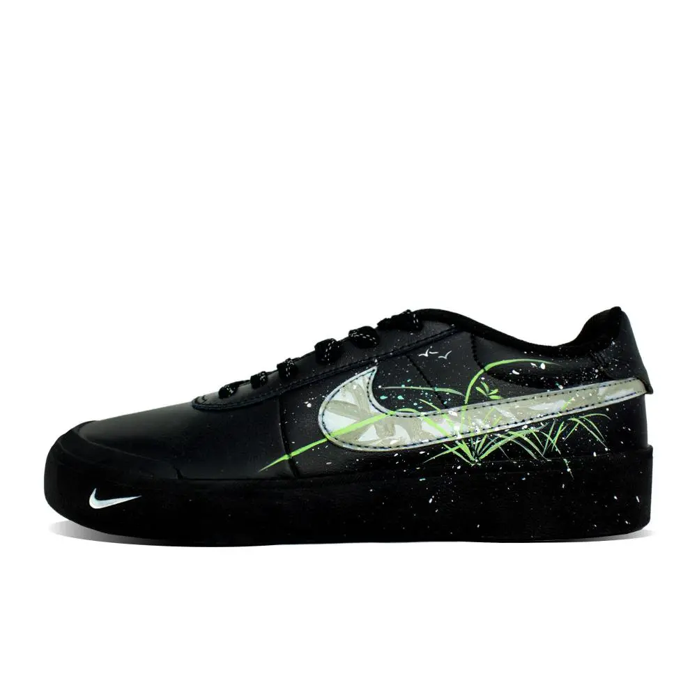 Nike Court Shot Desert Ink Cushioning, Wear Resistant Low top Skateboard Shoes Unisex Black Green