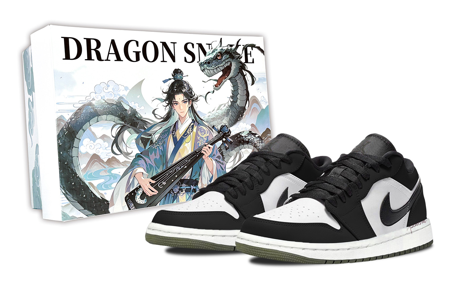 Jordan Air Jordan 1 Black White, Box Abrasion Resistant Low top Vintage Basketball Shoes Unisex