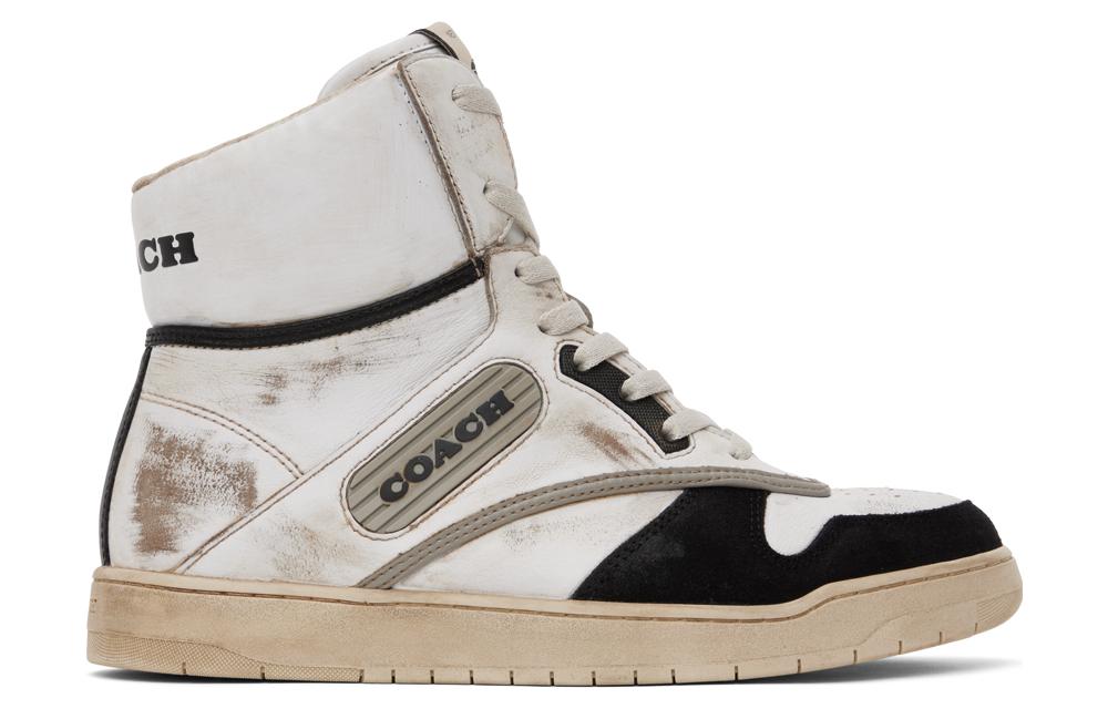 COACH High-Top Stylish Skateboarding Shoes Women's Beige Black