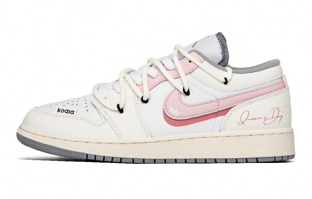 Jordan Air Jordan 1 Vintage Basketball Shoes Women's Low Top White/Pink, Beige