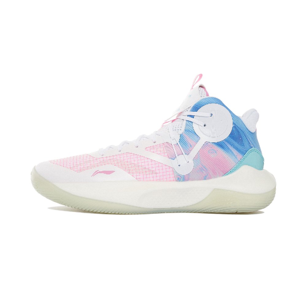 LINING Sonic 9 IX Team Mid Men's On Court Basketball Shoes - White/Pink/Blue