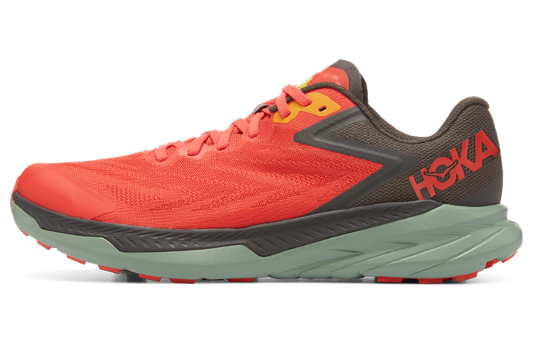 HOKA ONE ONE Zinal Abrasion Resistant Slip Resistant Low Top Running Shoes Men's Red Green