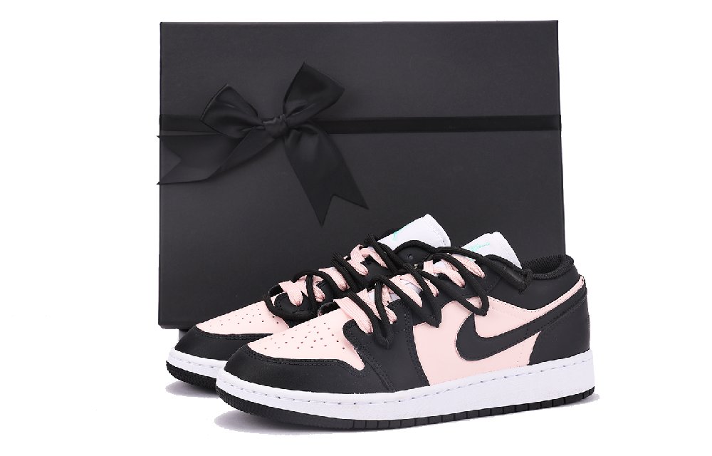 Jordan Air Jordan 1 Chestnut Anti-Slip Wear-Resistant Low-Top Vintage Basketball Shoes GS Black Pink