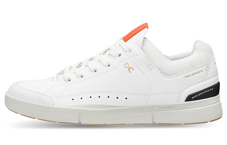 On THE ROGER Skateboard Shoes Women's Low-Top White/Flame Orange