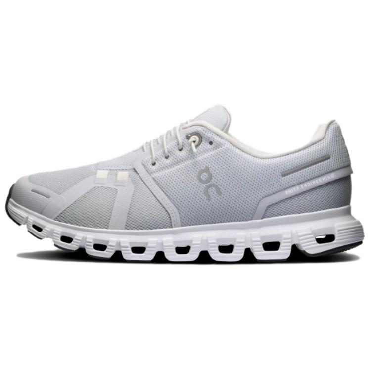 On Cloud 6 Anti Slip Wear Resistant Low Top Casual Running Shoes Women's Gray White