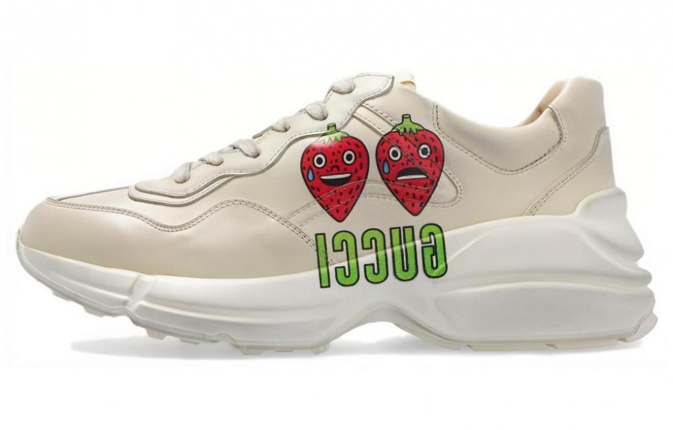 GUCCI Rhyton Strawberry Print Sneakers