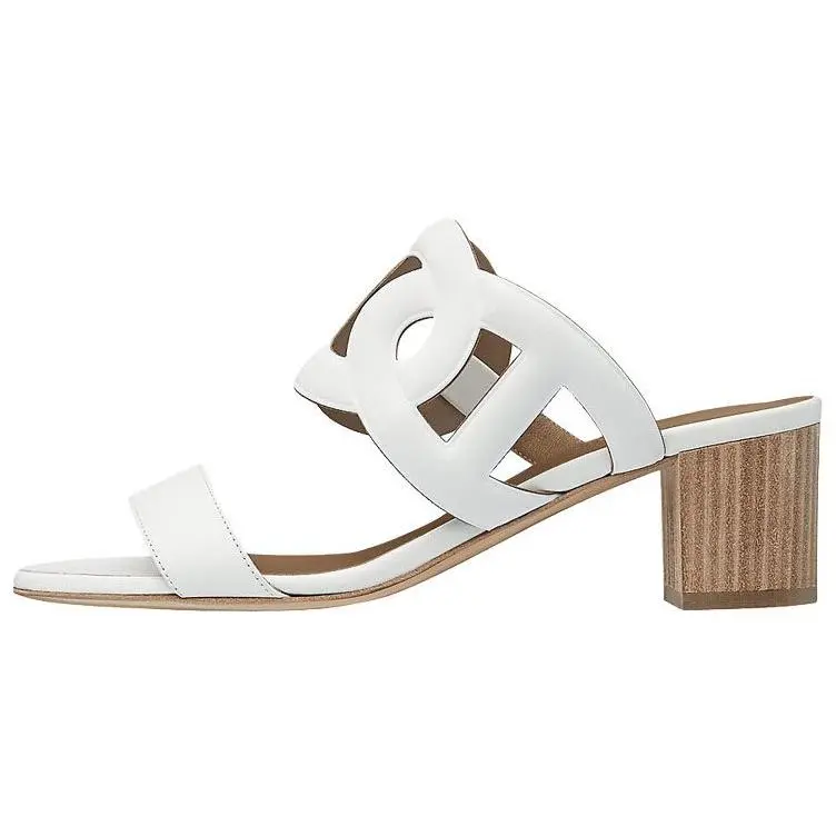 HERMES Bikini Slide Slippers Women's White