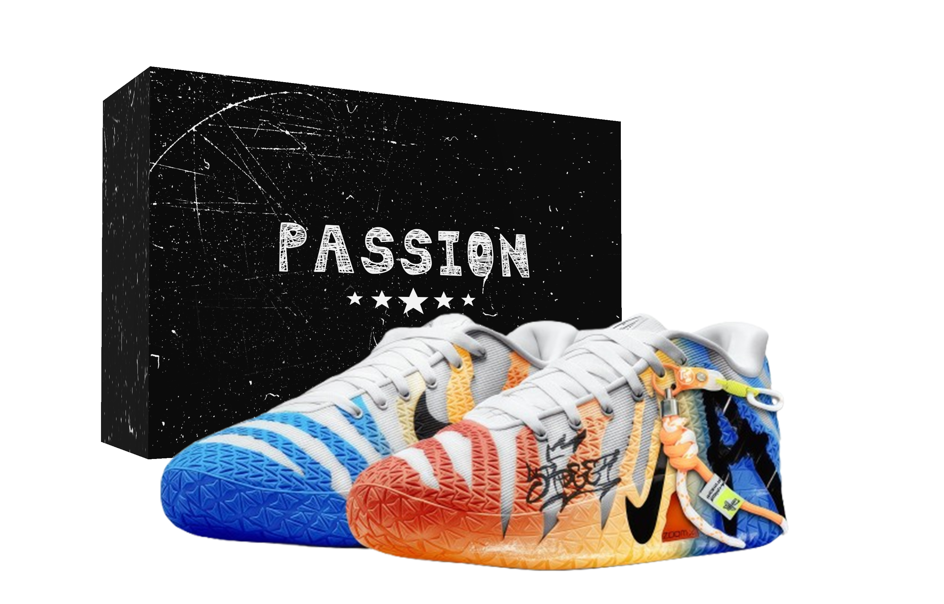 Nike Ja Morant 3 Graffiti Lock Box Low top Basketball Shoes Unisex Orange Blue