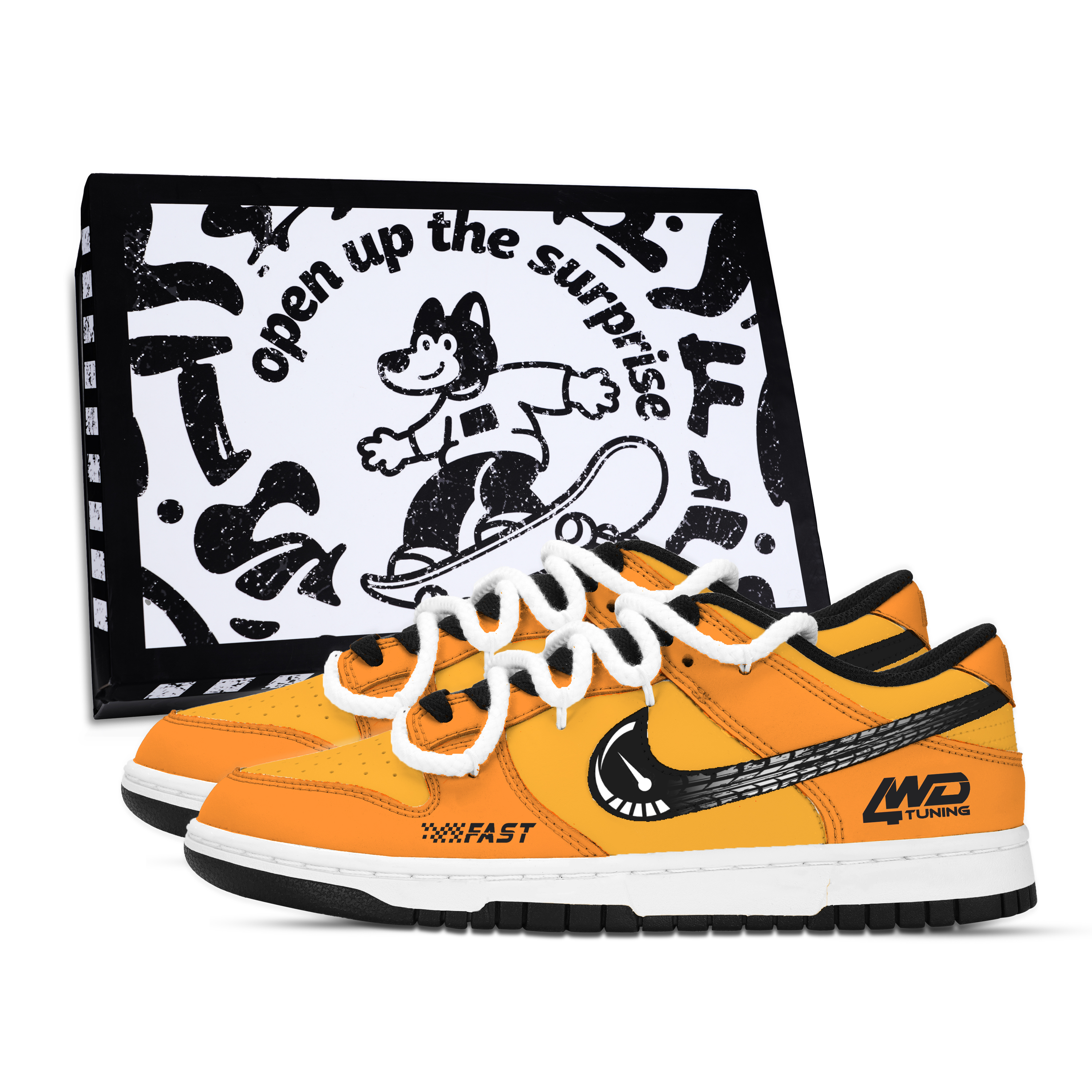 Nike Dunk Passion Engine Slip Resistant Abrasion Resistant Low top Skateboard Shoes Unisex Orange Yellow Black White